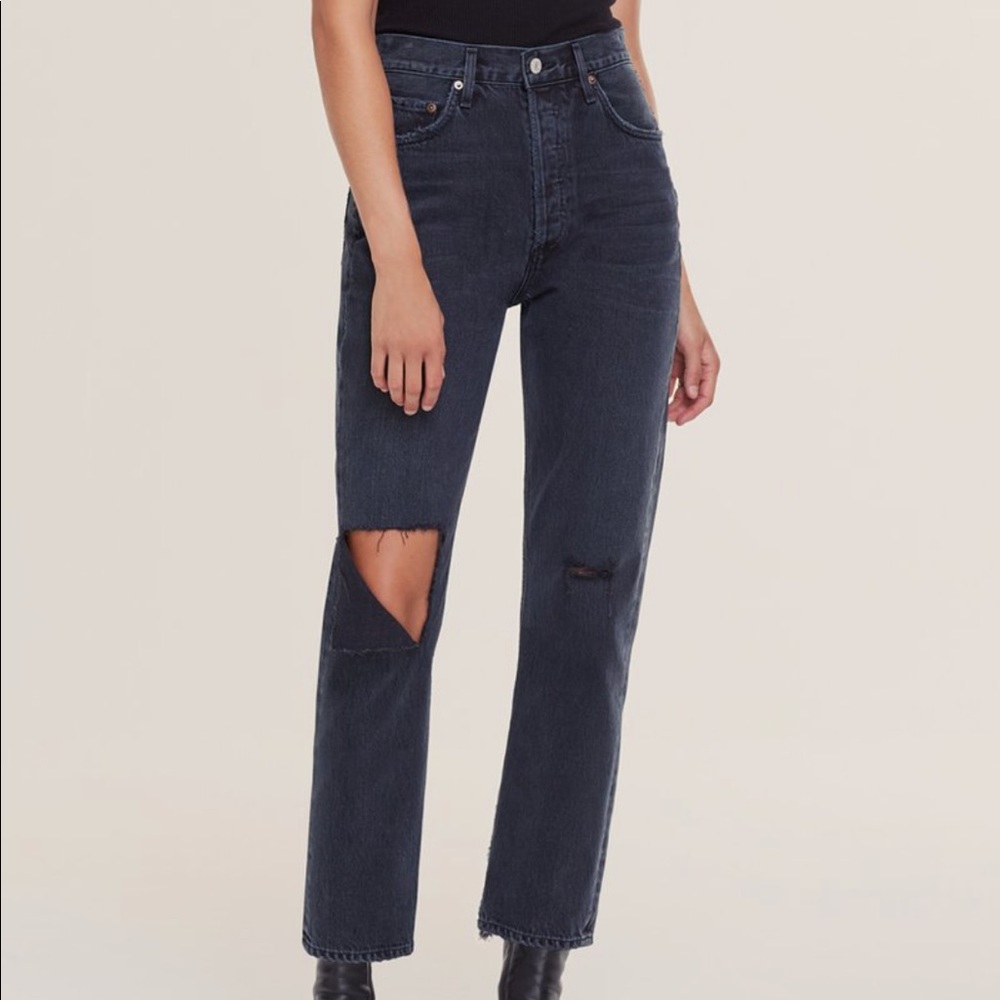 RILEY HIGH RISE STRAIGHT CROP IN CONTRABAND